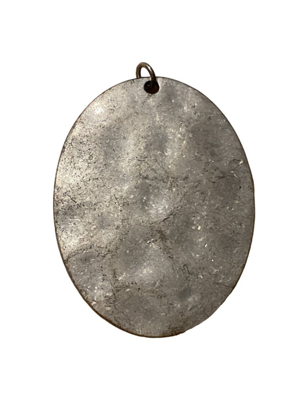 Vintage Silver-Tone Hammered Oval Pendant